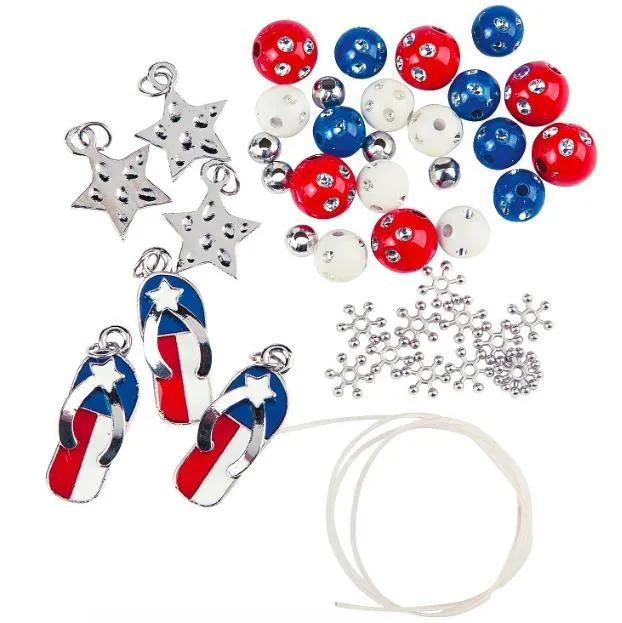 American Flag Flip Flop Bracelet Craft Kit (2 Pack)