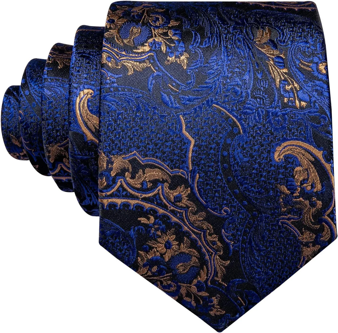 Barry.Wang Paisley Tie Fashion Set Hanky Cufflinks Neckties for Men Woven Silk