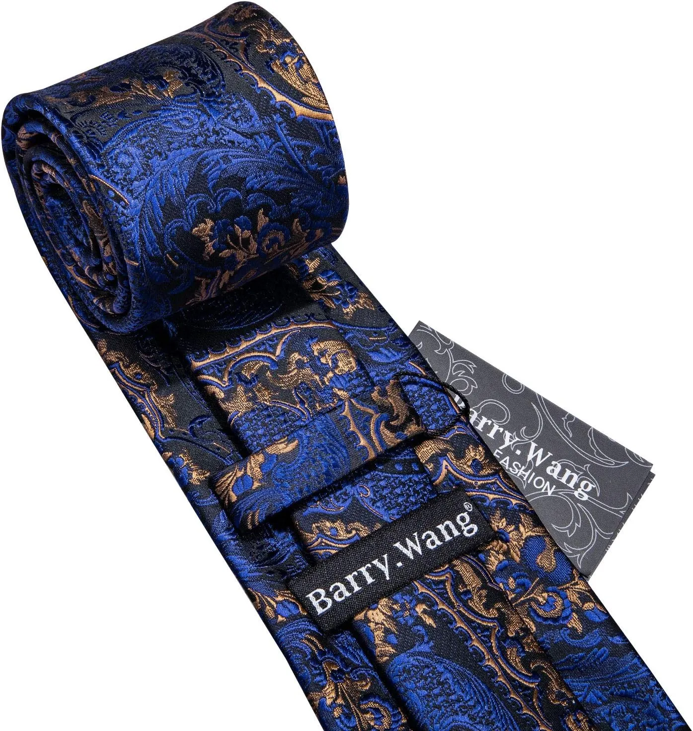 Barry.Wang Paisley Tie Fashion Set Hanky Cufflinks Neckties for Men Woven Silk