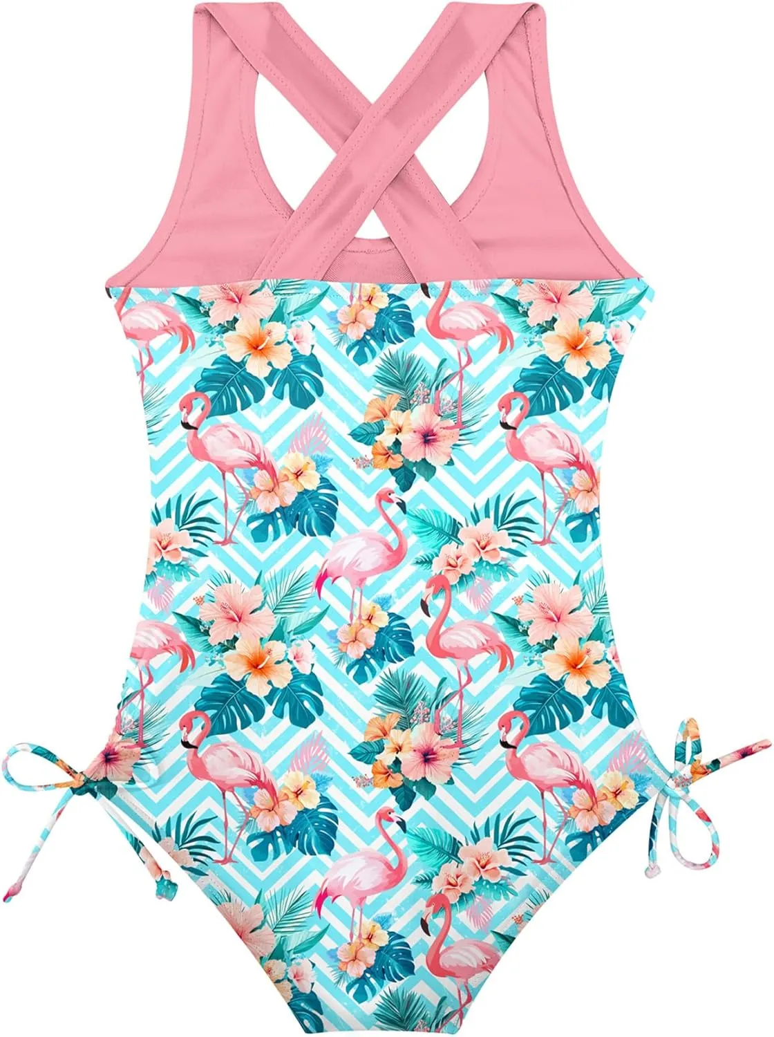 BFUSTYLE Girls One Piece Swimsuit Cute Striped Bathing Suit Hawaii Swimwear 4-13 Years