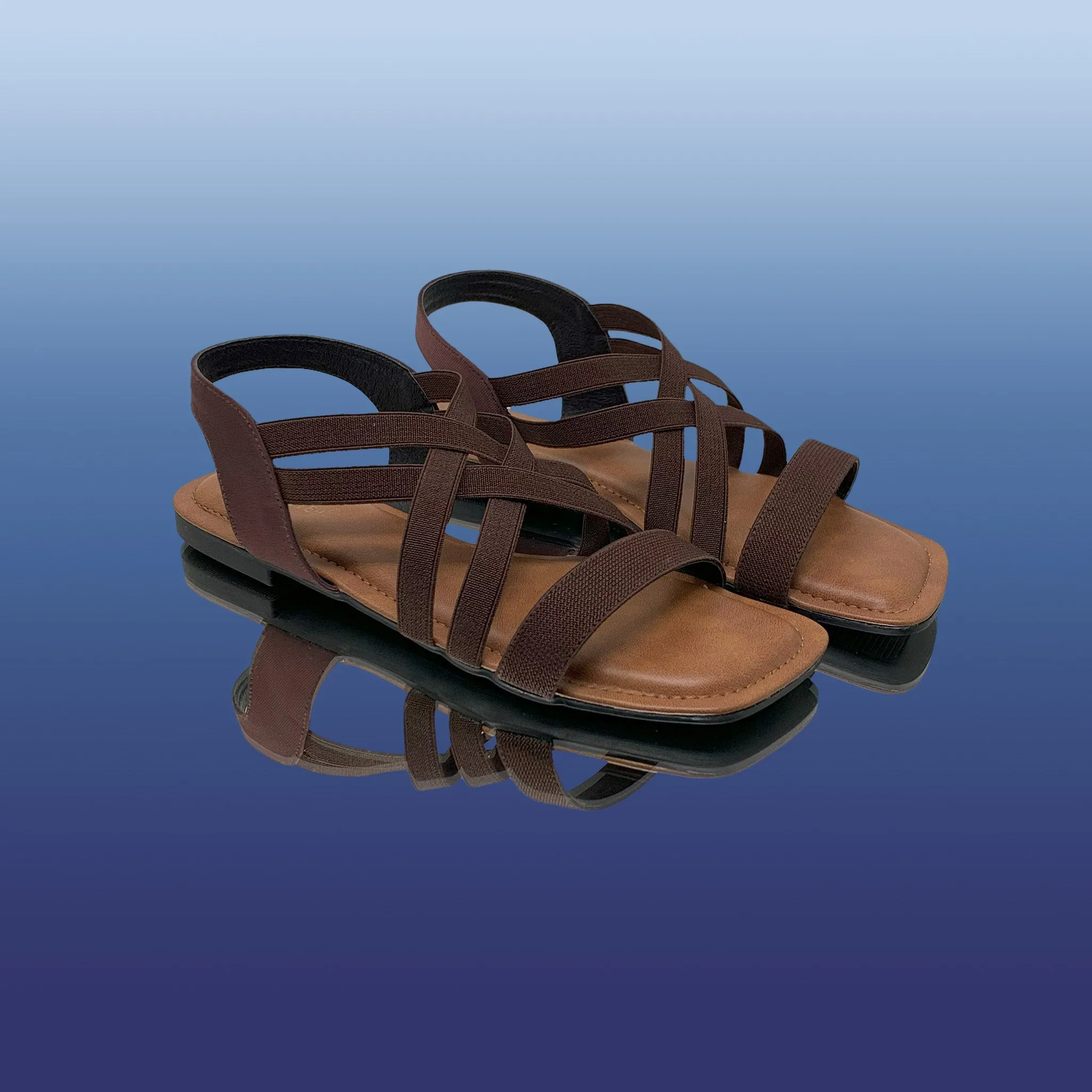 Brown Criss-Cross Flat Sandals
