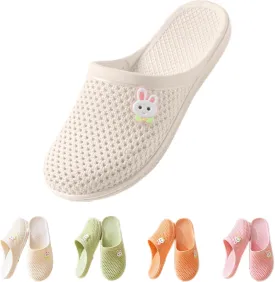 Bunny Slippers Bathroom Slippers Cave Flip-flops Flat Top Slippers Female Soft Sole Non-slip Indoor and Outdoor Wear Casual