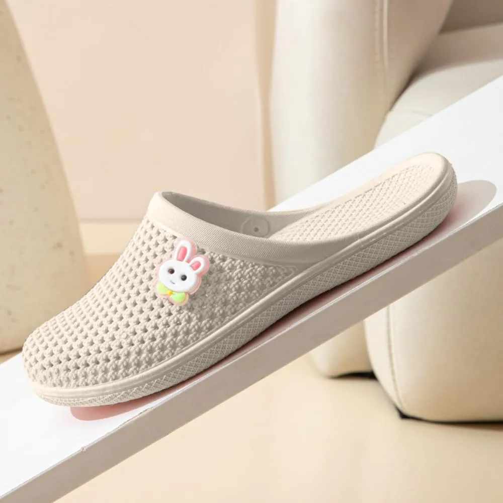 Bunny Slippers Bathroom Slippers Cave Flip-flops Flat Top Slippers Female Soft Sole Non-slip Indoor and Outdoor Wear Casual