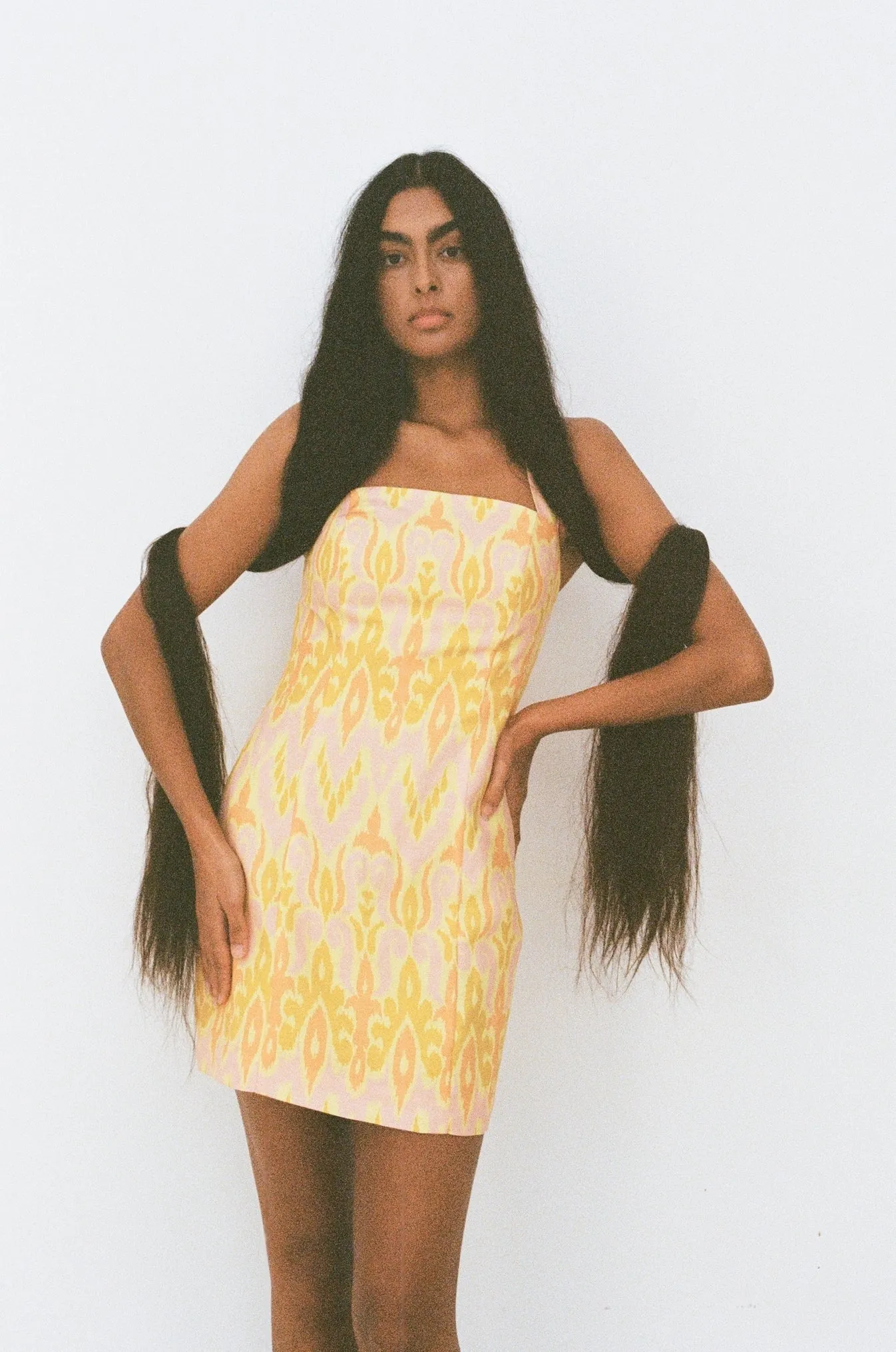 Capri Mini Dress - Lemon Ikat