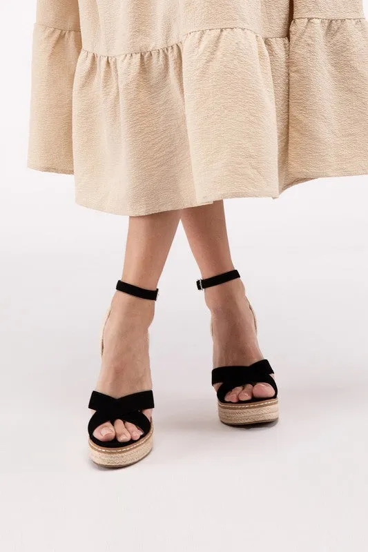 Crisscross Ankle Strap Espadrille Platform Wedge Sandals