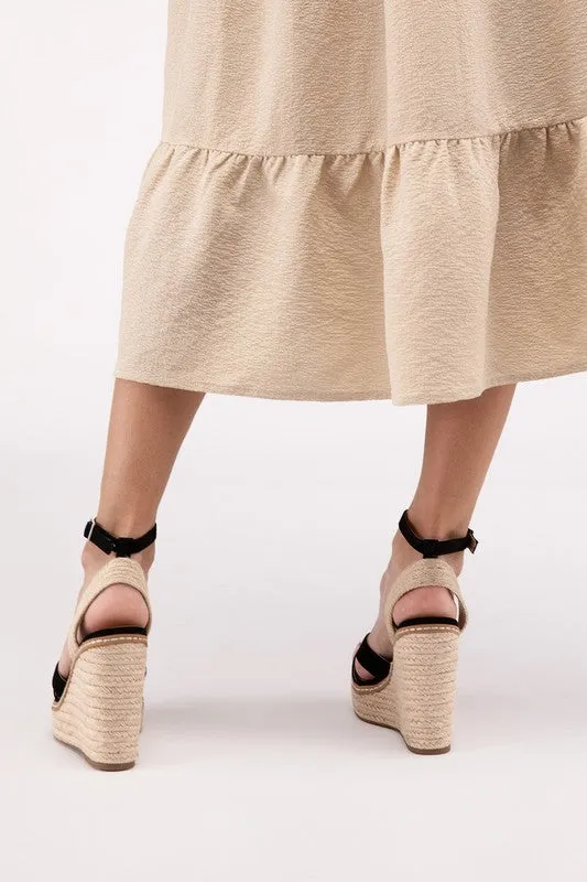 Crisscross Ankle Strap Espadrille Platform Wedge Sandals