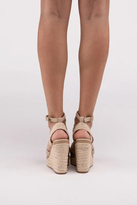 Crisscross Ankle Strap Espadrille Platform Wedge Sandals
