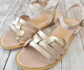 Cross-strap, gold sandal