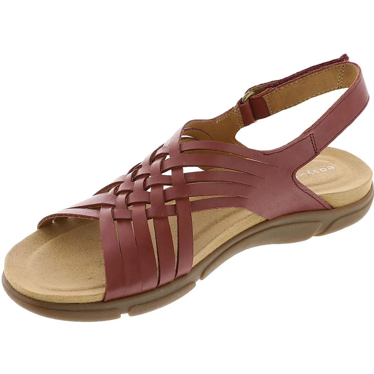 Easy Spirit Womens Mar Leather Slingback Flat Sandals