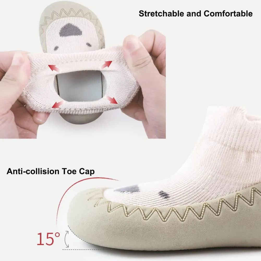 Exegawe Baby Sock Shoes Toddler Cartoon Soft Rubber Sole Non Slip Floor Slipper for Boys Girls First Walking