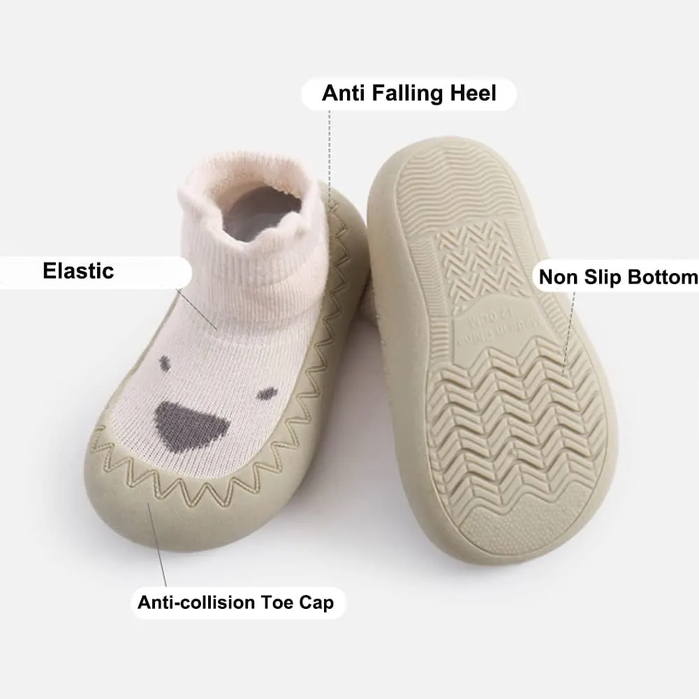 Exegawe Baby Sock Shoes Toddler Cartoon Soft Rubber Sole Non Slip Floor Slipper for Boys Girls First Walking