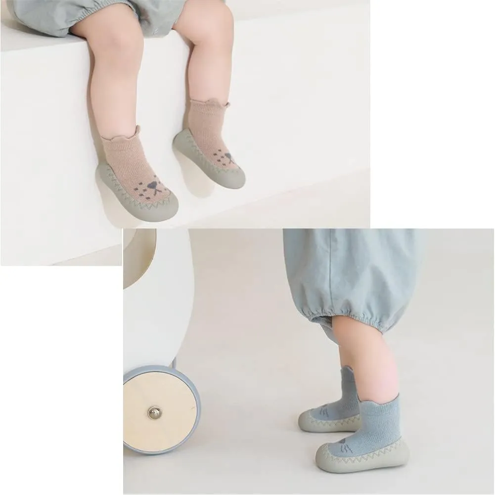 Exegawe Baby Sock Shoes Toddler Cartoon Soft Rubber Sole Non Slip Floor Slipper for Boys Girls First Walking