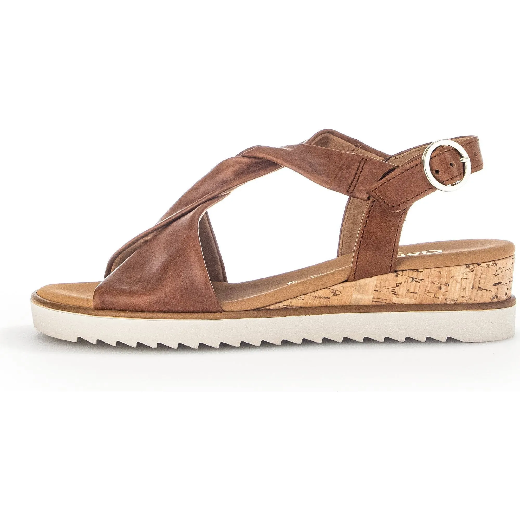 Gabor 42.751.53 Rich Ladies Peanut Leather Buckle Sandals