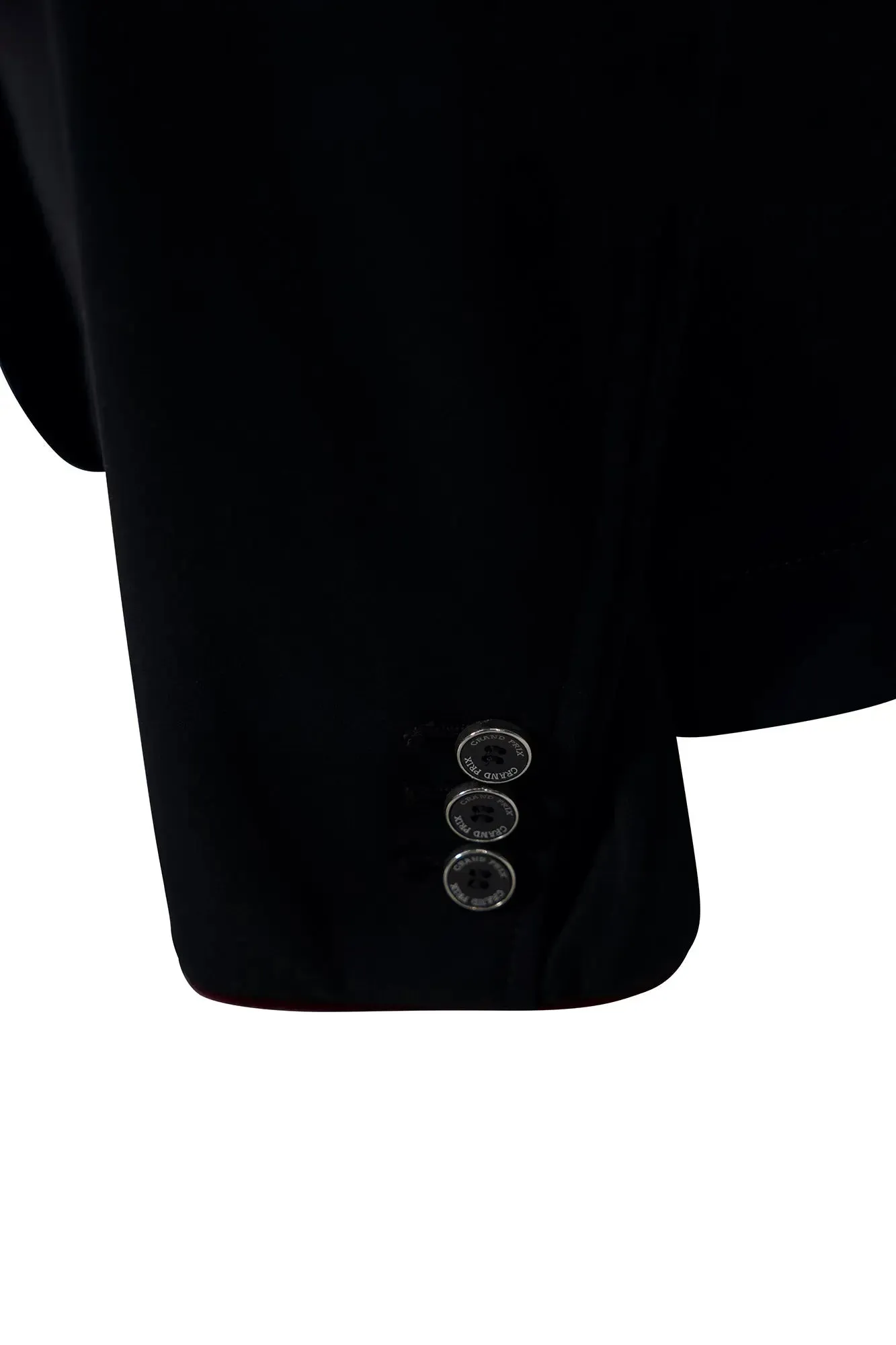 Grand Prix Saltare Premio 4 Button Riding Show Coat, Black with Burgundy Suede