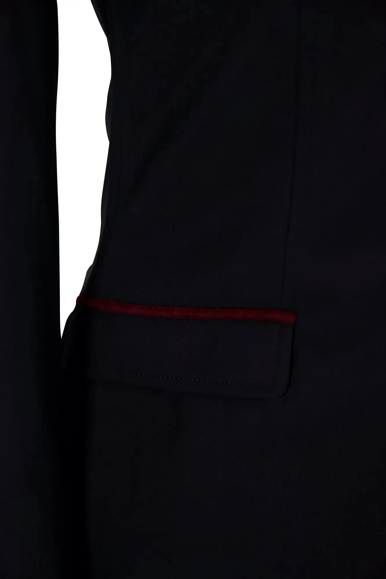 Grand Prix Saltare Premio 4 Button Riding Show Coat, Black with Burgundy Suede