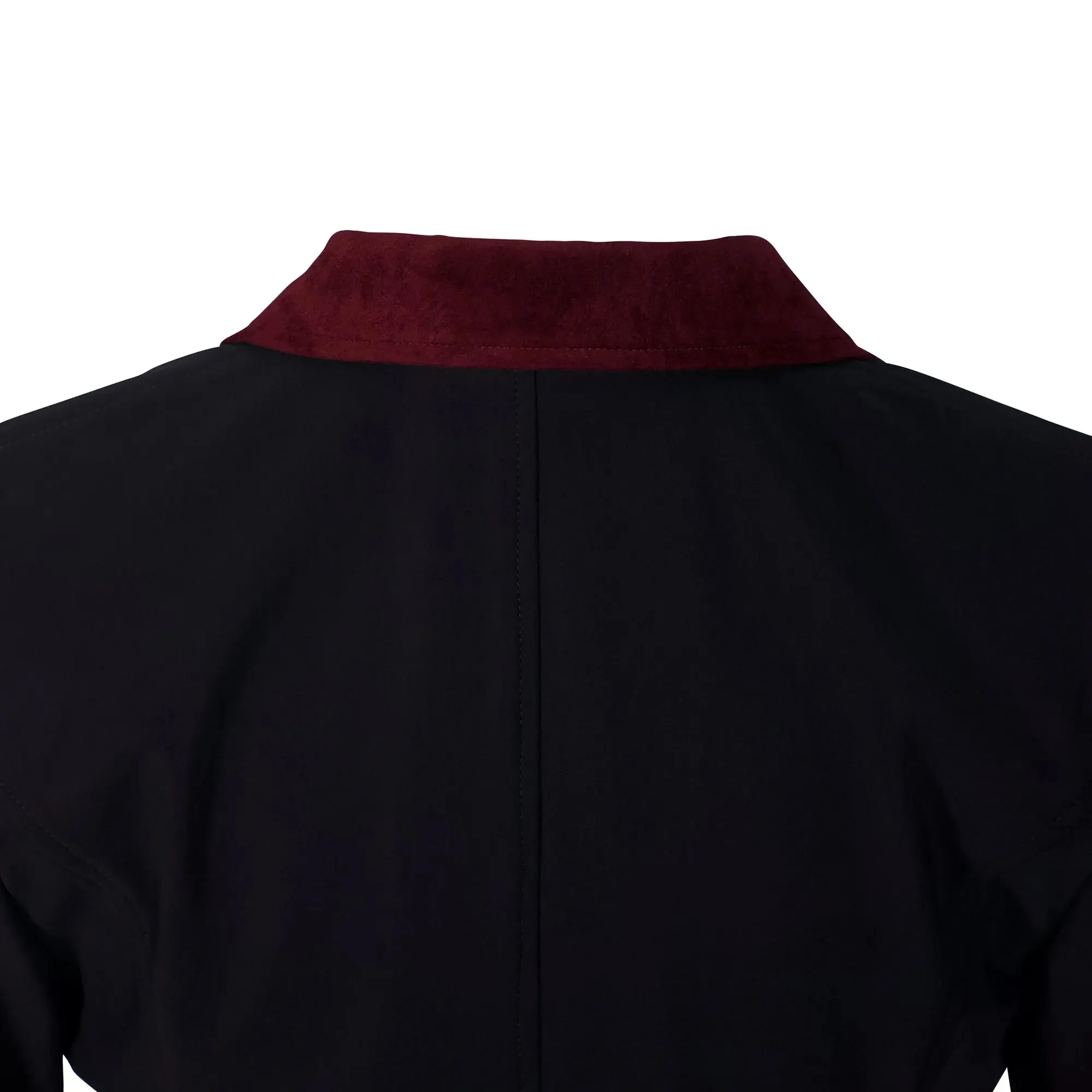 Grand Prix Saltare Premio 4 Button Riding Show Coat, Black with Burgundy Suede