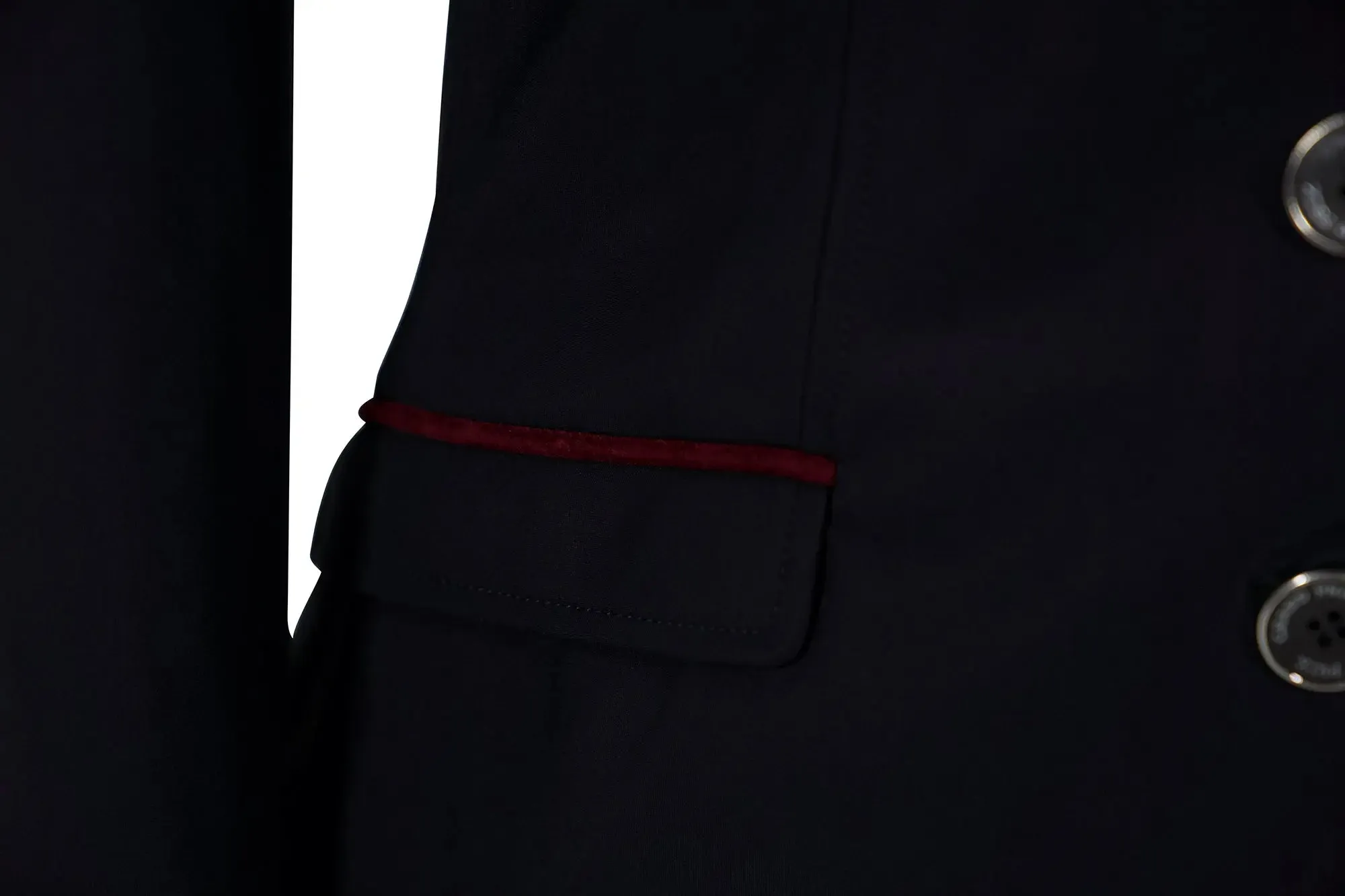 Grand Prix Saltare Premio 4 Button Riding Show Coat, Black with Burgundy Suede