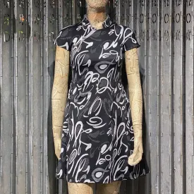 Grey Ribbon Confetti Qipao Dress