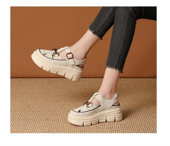 Hollow Woven Leather Sports Sandals