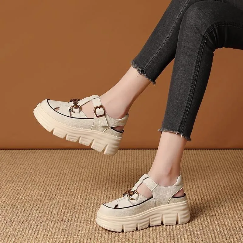 Hollow Woven Leather Sports Sandals