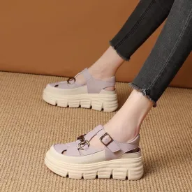 Hollow Woven Leather Sports Sandals