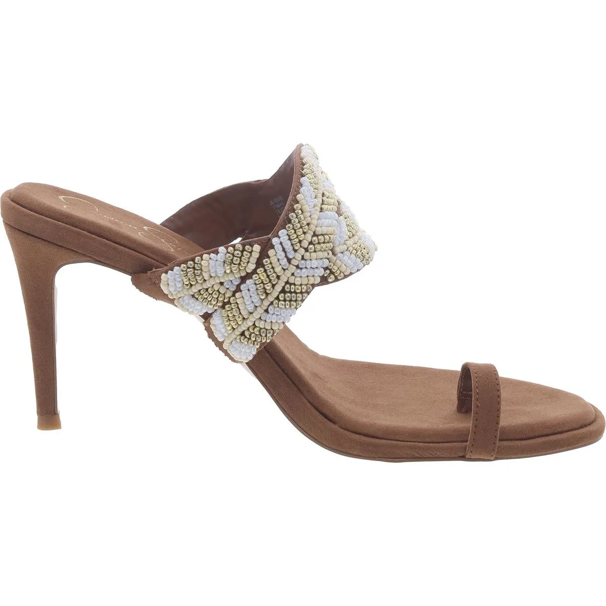Jessica Simpson Womens Rixei Beaded Faux Suede Heels