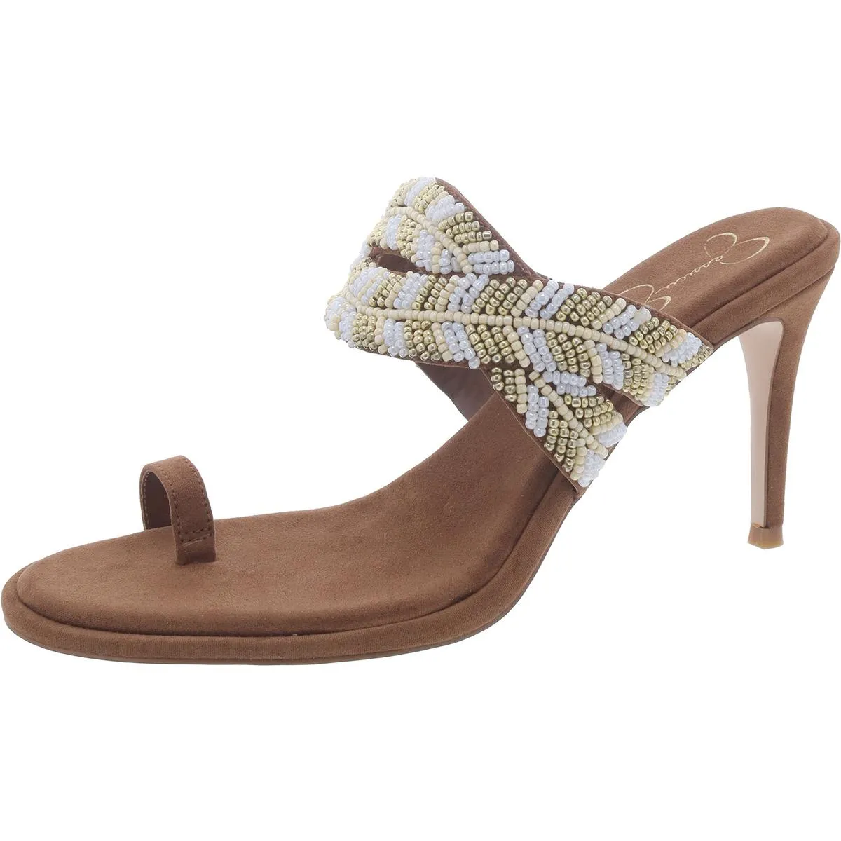 Jessica Simpson Womens Rixei Beaded Faux Suede Heels