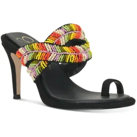 Jessica Simpson Womens Rixei Beaded Faux Suede Heels