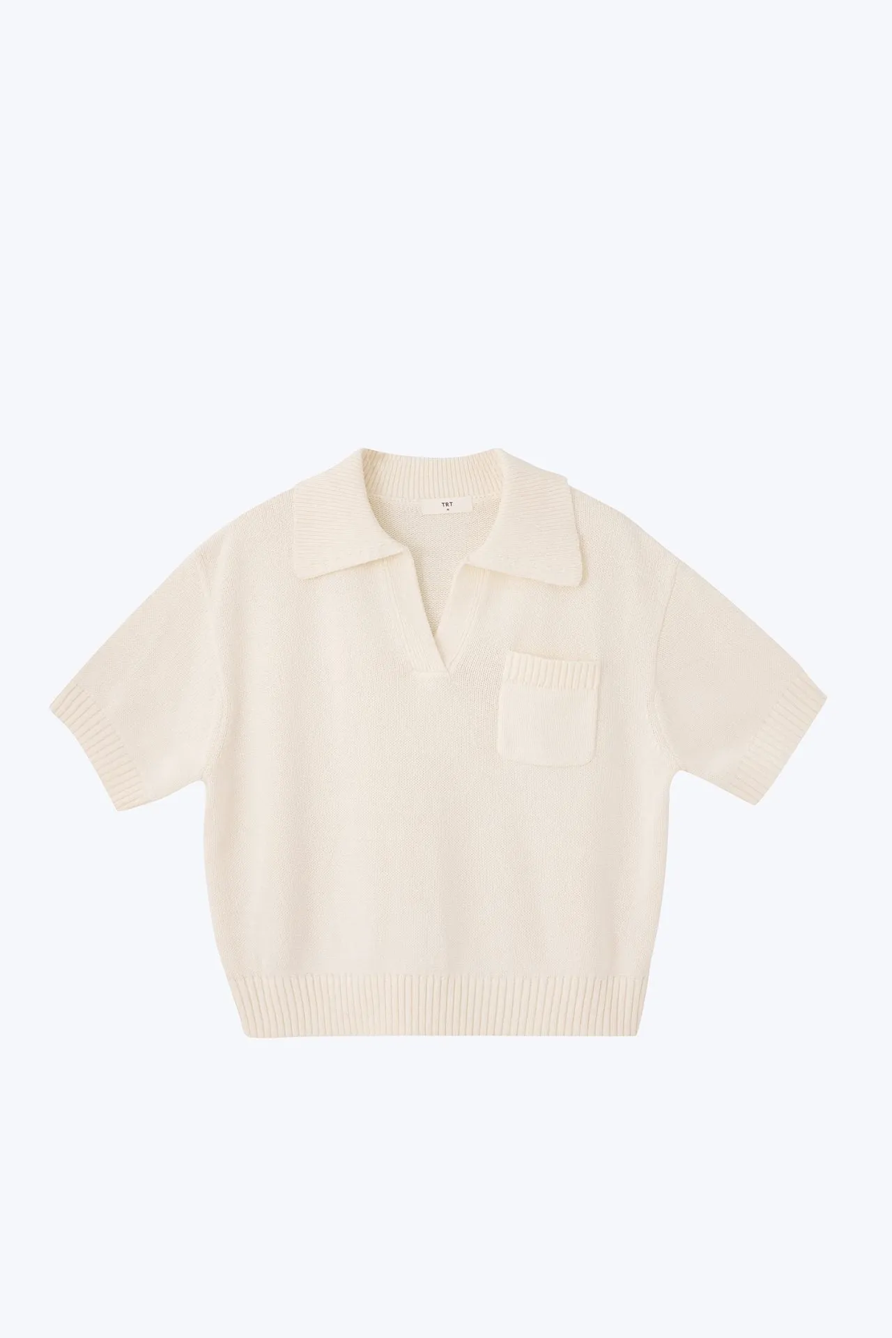 Knitted Polo Tee - Cream
