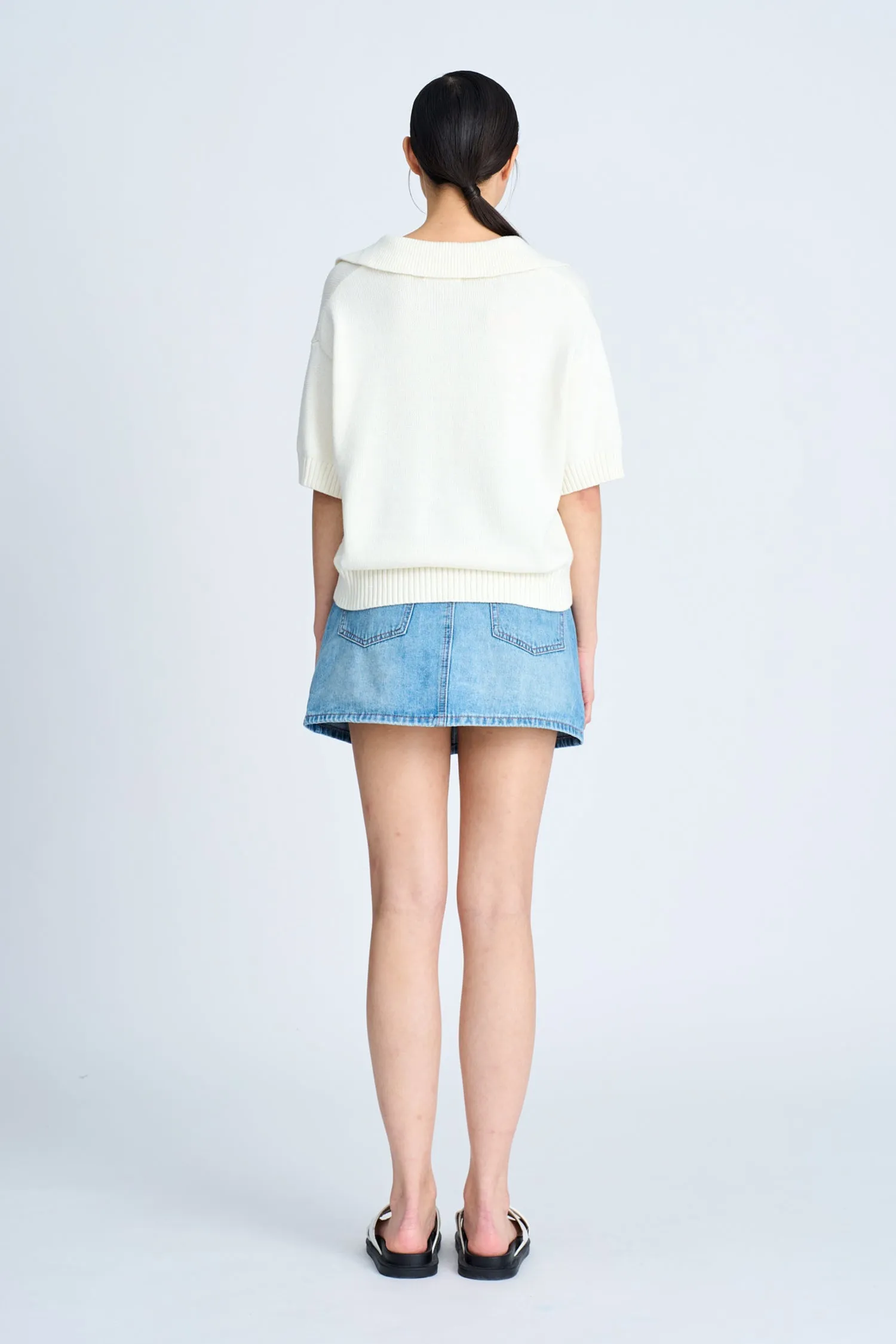 Knitted Polo Tee - Cream