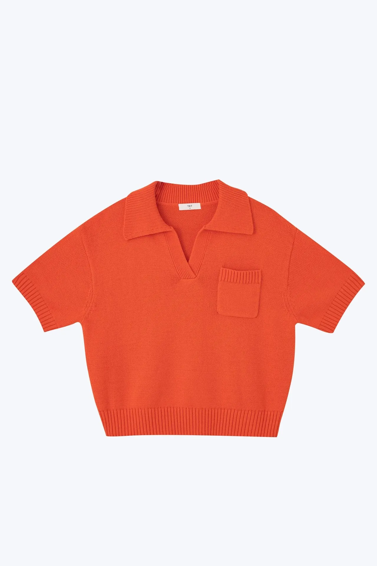 Knitted Polo Tee - Vermillion