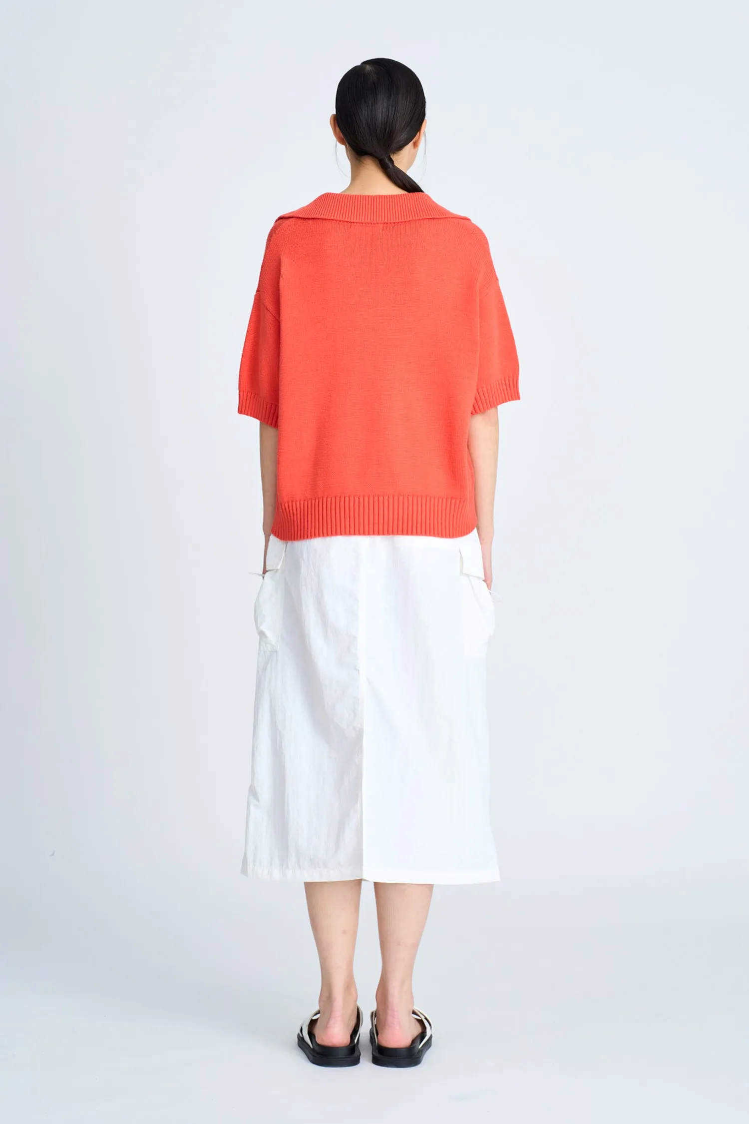 Knitted Polo Tee - Vermillion