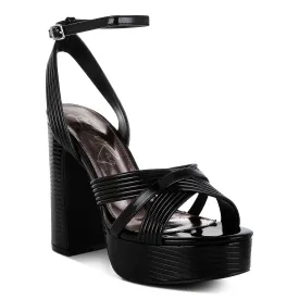 Metallic Ankle Strap Heel Sandals