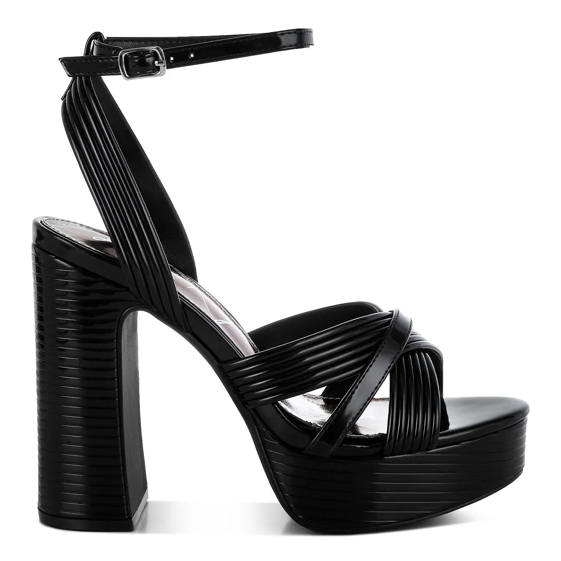 Metallic Ankle Strap Heel Sandals