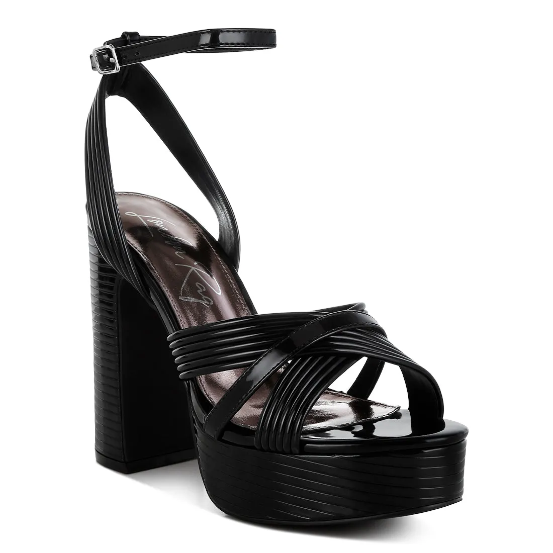 Metallic Ankle Strap Heel Sandals