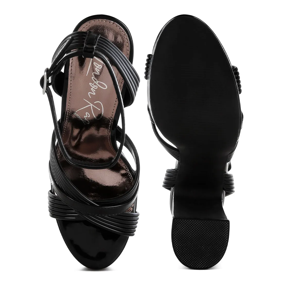 Metallic Ankle Strap Heel Sandals