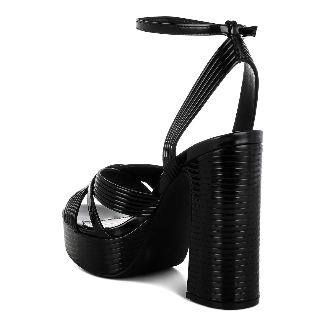 Metallic Ankle Strap Heel Sandals