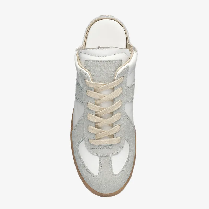 Mint Green and White Leather Sneakers