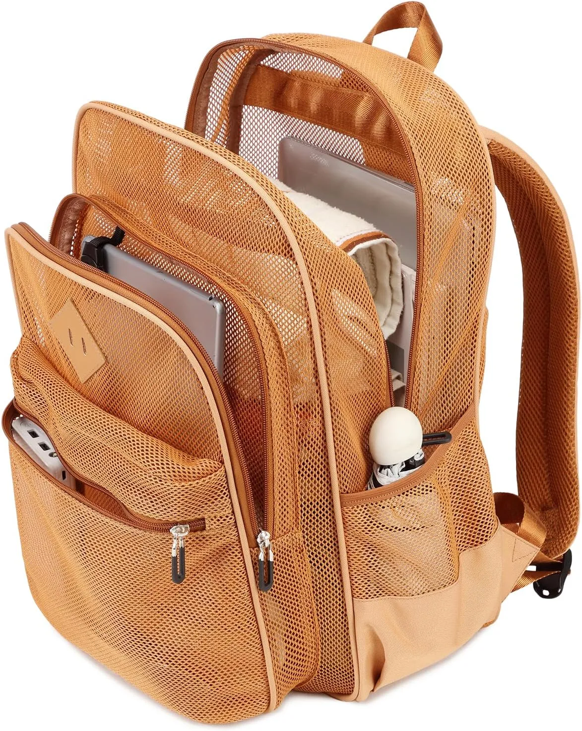 MOONBABY Mesh Backpack Heavy Duty, See Through School Backpack Transparent Bookbag for Swimming, Beach, Sports, Work, Travel