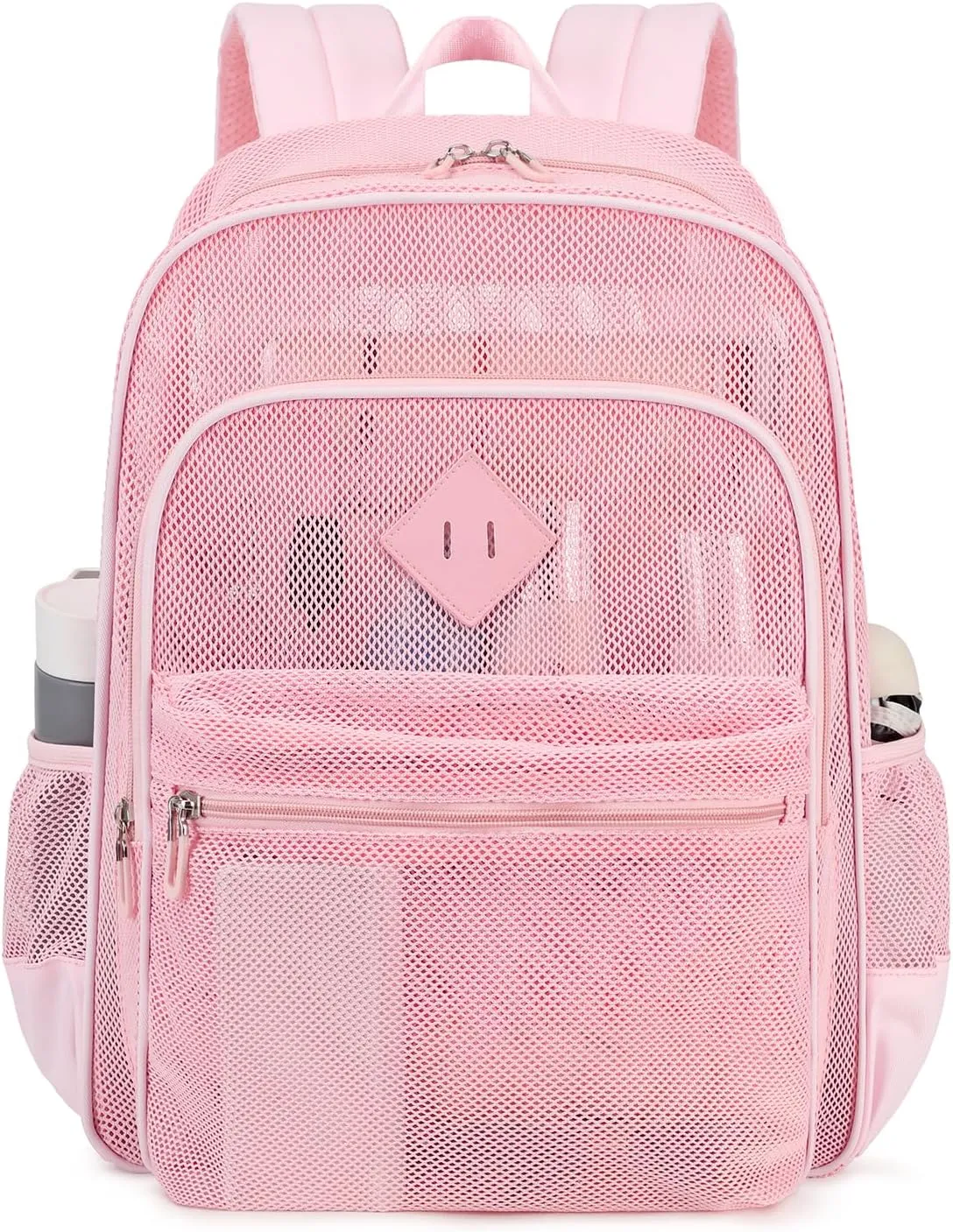 MOONBABY Mesh Backpack Heavy Duty, See Through School Backpack Transparent Bookbag for Swimming, Beach, Sports, Work, Travel