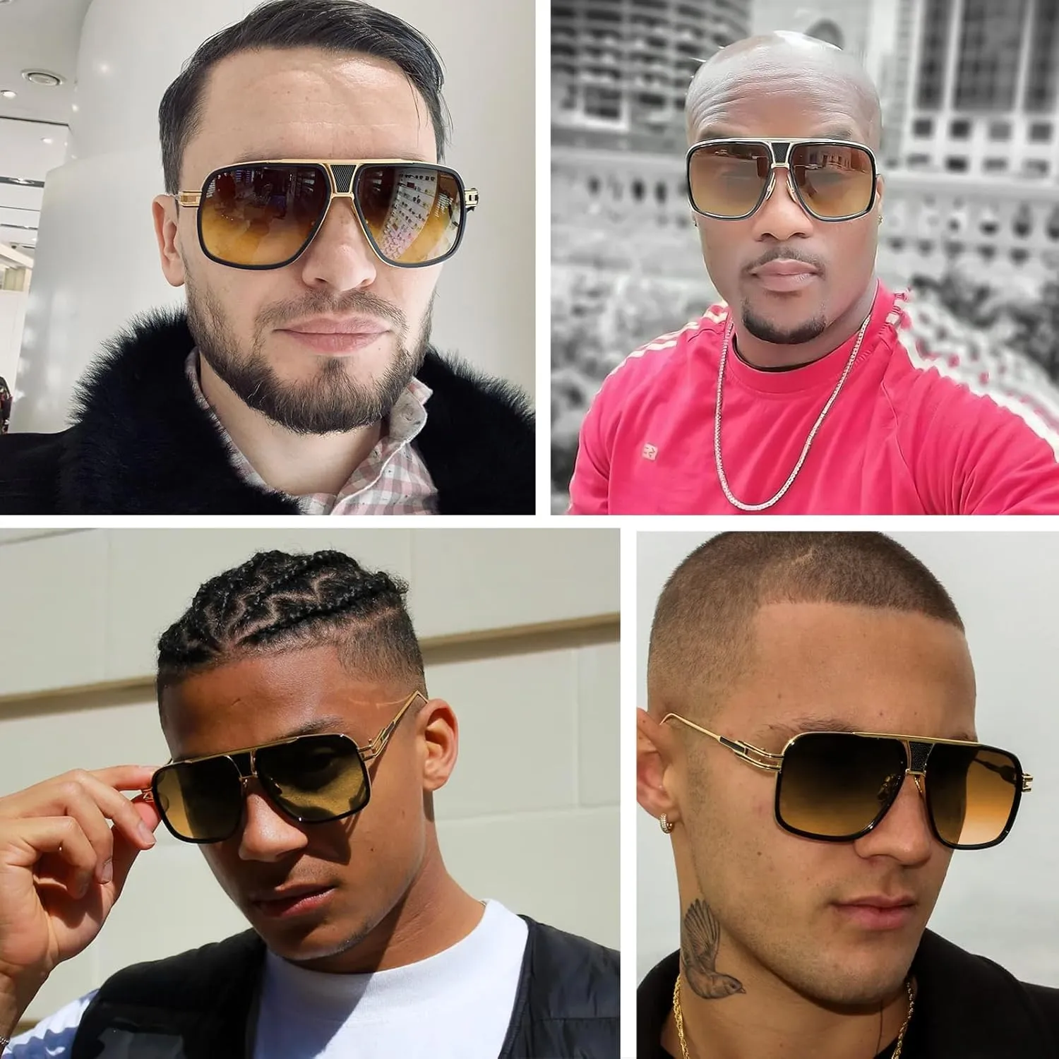 Oversized 70s Aviator Sunglasses for Men Disco Sun Glasses Cool Designer Tinted Shades Gold Alloy Frame