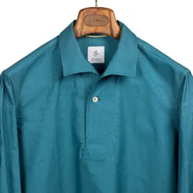 Oxford popover shirt in dark teal cotton