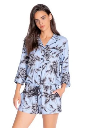 PJ Salvage Fresh For Friday Floral Romper-Light Denim