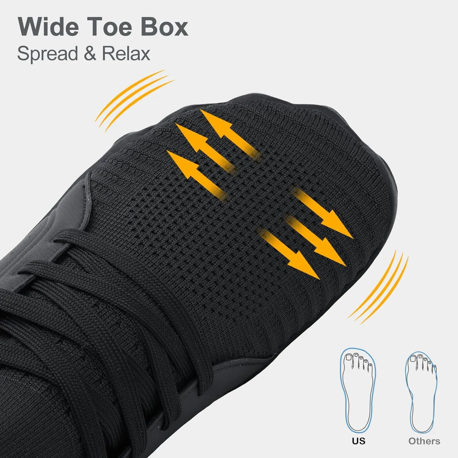 relxfeet Men's Barefoot Trail Running Shoes Minimalist Wide Toe Box Design Zero Drop Non-Slip Rubber Sole for Gym Hiking Walking