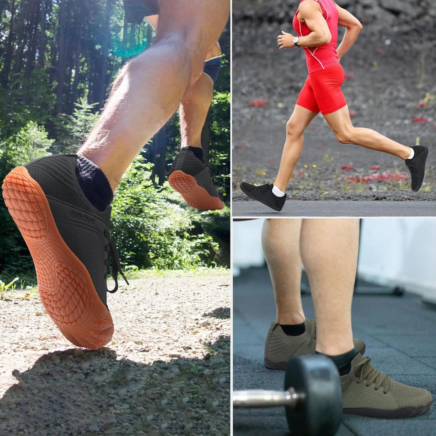 relxfeet Men's Barefoot Trail Running Shoes Minimalist Wide Toe Box Design Zero Drop Non-Slip Rubber Sole for Gym Hiking Walking