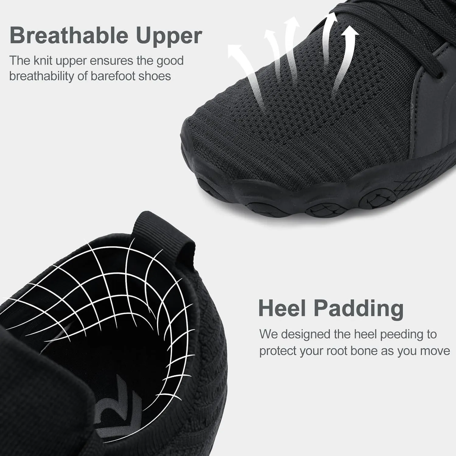 relxfeet Men's Barefoot Trail Running Shoes Minimalist Wide Toe Box Design Zero Drop Non-Slip Rubber Sole for Gym Hiking Walking