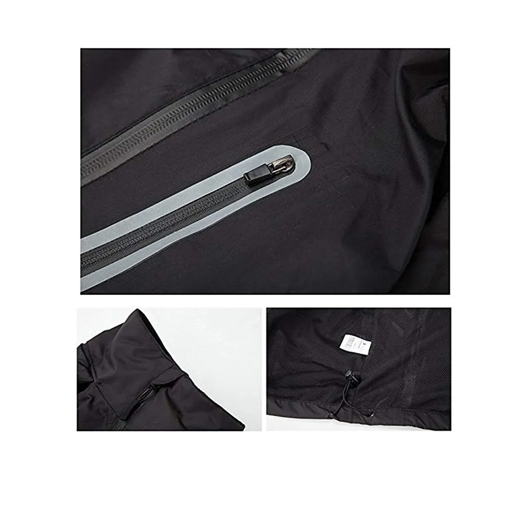 SMASYS Black Windbreaker Waterproof Outdoor Rainsuit