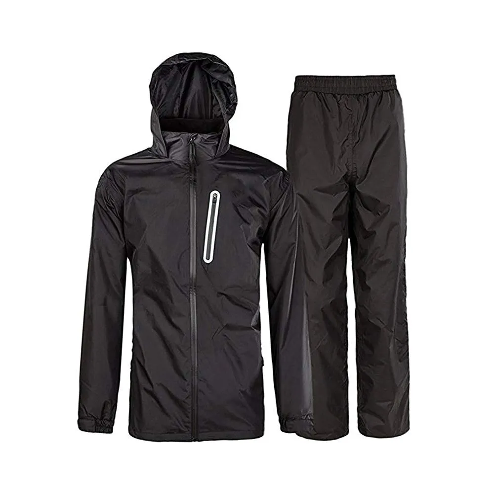 SMASYS Black Windbreaker Waterproof Outdoor Rainsuit