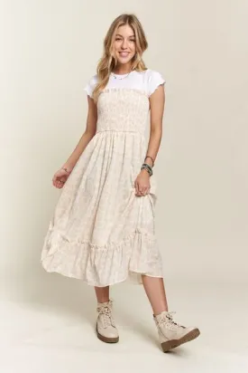 Smocked Floral Ruffled Hem Cami Dress
