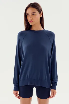 Splits59 Andie Long Sleeve Sweater in Navy